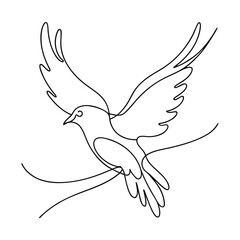 Fototapeta premium a dove, line art vector illustration isolated on a white background
