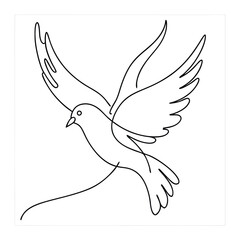 Obraz premium a dove, line art vector illustration isolated on a white background