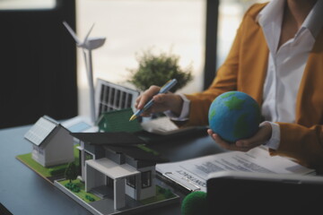 Carbon offset price report CO2 emission. Future growth Net zero waste in ESG ethical SME office...