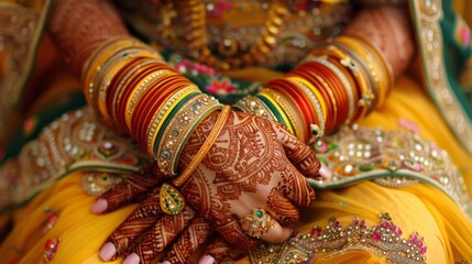 Bride's Hands With Henna and Bangles