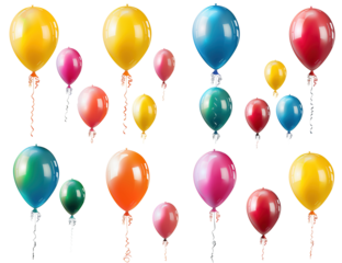 colorful balloons isolated on transparent background