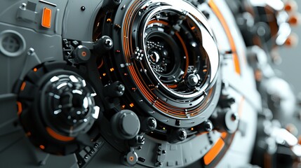 Close-Up of Futuristic Machine Gear