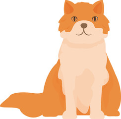 Fluffy orange cat sitting peacefully, domestic animal illustration