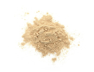 heap of maca powder isolated on white background