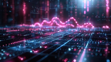 Fototapeta premium abstract background with digital tunnel, internet, calculation process, artificial intelligence, calculations,