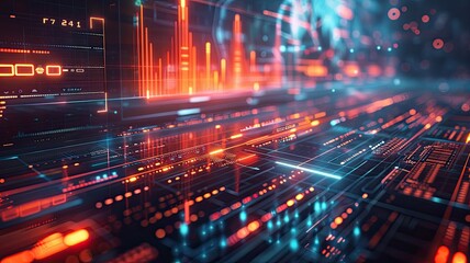 Fototapeta premium abstract background with digital tunnel, internet, calculation process, artificial intelligence, calculations,