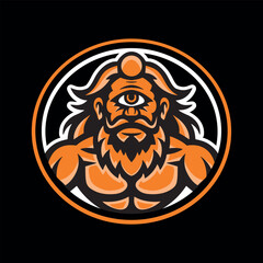 Vector illustration of cyclops monster face logo with one eye