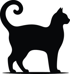 Flat design Cat silhouette vector illustration on a white background
