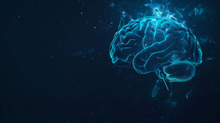 Fototapeta premium 3D rendering of a human brain with neurons and neural connections on a dark background