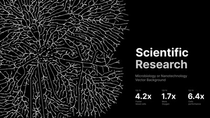 Fototapeta na wymiar Mycelium Fungus Macro Pattern. Fungus Scientific Medical Research Background. Science Macro Pattern Backdrop. Futuristic Plant Microbiology Healthcare. Vector Illustration.