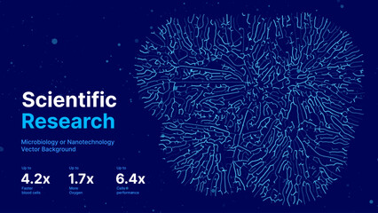 Mycelium Fungus Macro Pattern. Fungus Scientific Medical Research Background. Science Macro Pattern Backdrop. Futuristic Plant Microbiology Healthcare. Vector Illustration.