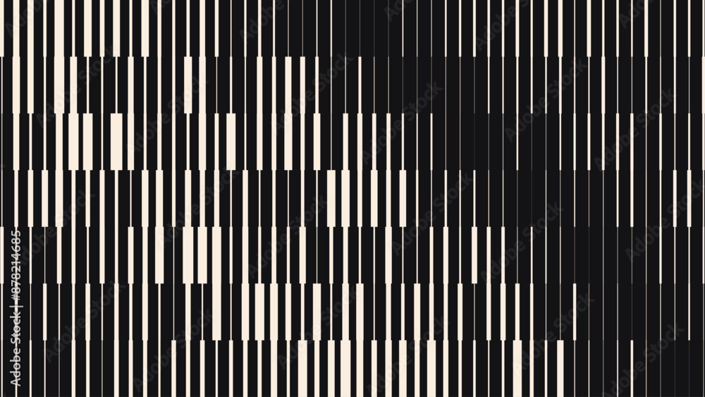 Poster Line Halftone Gradient Effect Pattern. Vertical Straight Lines Background. Black and White Abstract Texture with Parallel Stripes Thick to Thin. Vector Illustration.