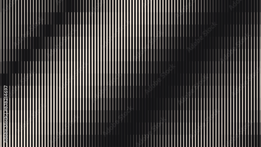 Poster Line Halftone Gradient Effect Pattern. Vertical Straight Lines Background. Black and White Abstract Texture with Parallel Stripes Thick to Thin. Vector Illustration.