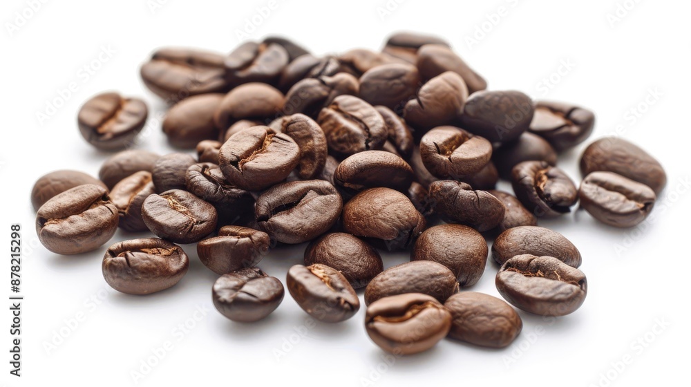 Sticker Coffee beans roasted with white background