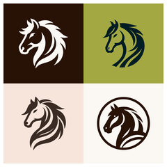 Horse logo Design, set of black and white horses, Horse Logo.