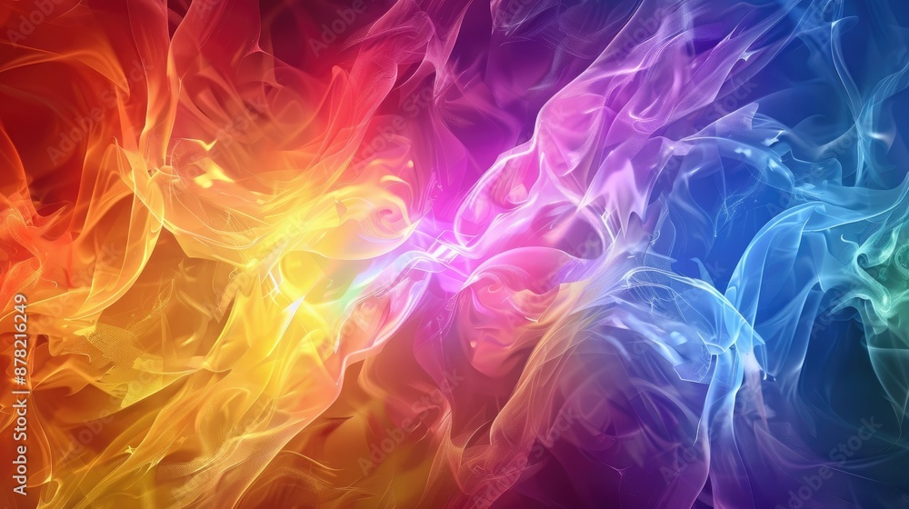 Poster abstract background with a fractal pattern in vibrant, rainbow colors