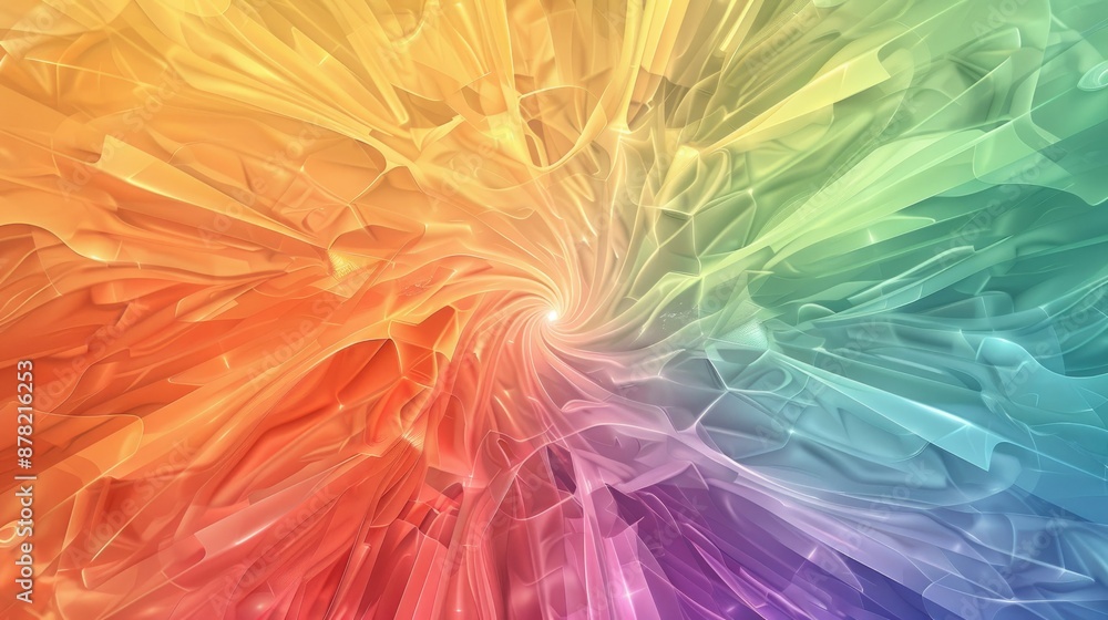 Poster abstract background with a fractal pattern in vibrant, rainbow colors