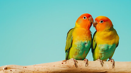 Two cute colorful love birds