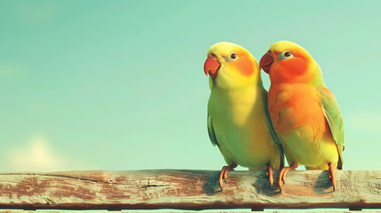 Two cute colorful love birds