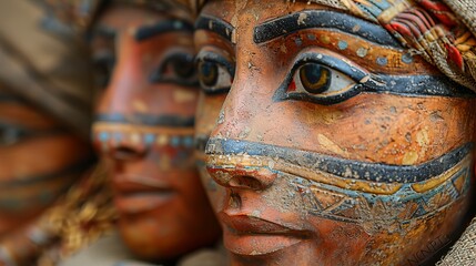 Close-Up of Ancient Egyptian Statues
