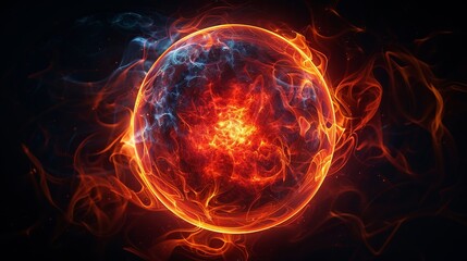 Burning Sphere of Fire and Smoke