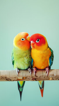 Two cute colorful love birds