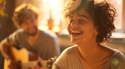 Musicians performing in a band displaying fun and joy while making music