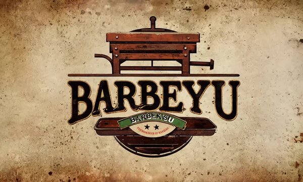 Logo Intro Vintage Retro Rustic BBQ Grill, Barbekyu, Barbeque Label Cap Logo desain