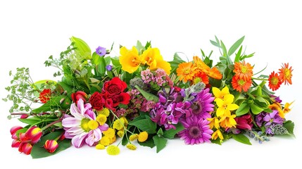 Fototapeta premium Vibrant Colorful Bouquets on White Background