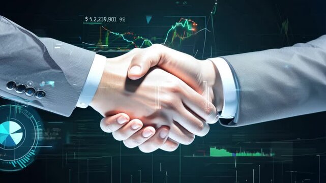 Business handshake in a professional setting signifies a successful agreement or partnership