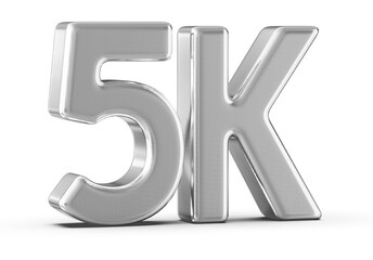 5k Followers Silver Number 3D Render