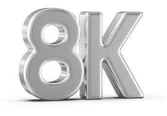 8k Followers Silver Number 3D Render
