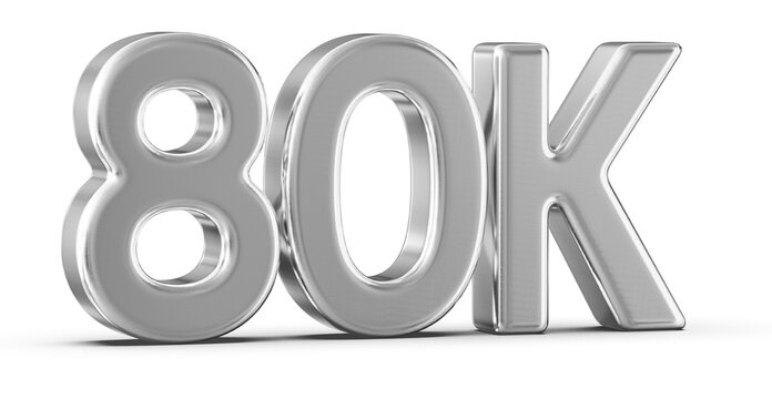 80k Followers Silver Number 3D Render