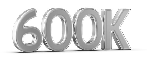 600k Followers Silver Number 3D Render