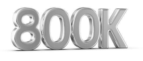 800k Followers Silver Number 3D Render
