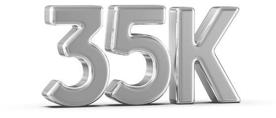 35k Followers Silver Number 3D Render