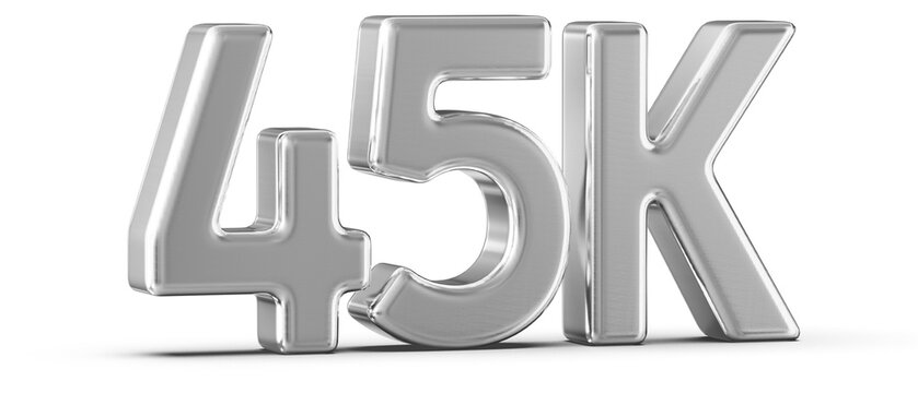 45k Followers Silver Number 3D Render
