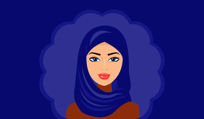 portrait of a girl, girl illustration, flat hijab girl, hijab girl vector, vector illustration