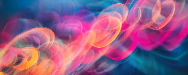 Obraz premium Abstract swirling light trails in vibrant pink, orange, and blue