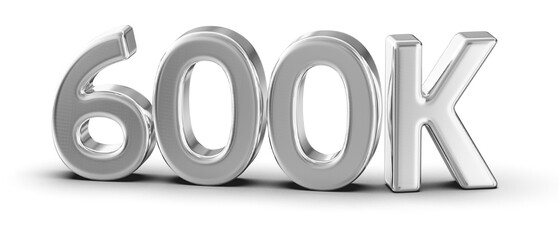 600k Followers Silver Number 3D Render
