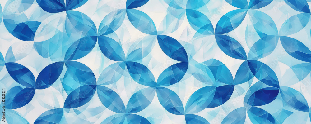 Aufkleber abstract blue and white geometric pattern with overlapping circles