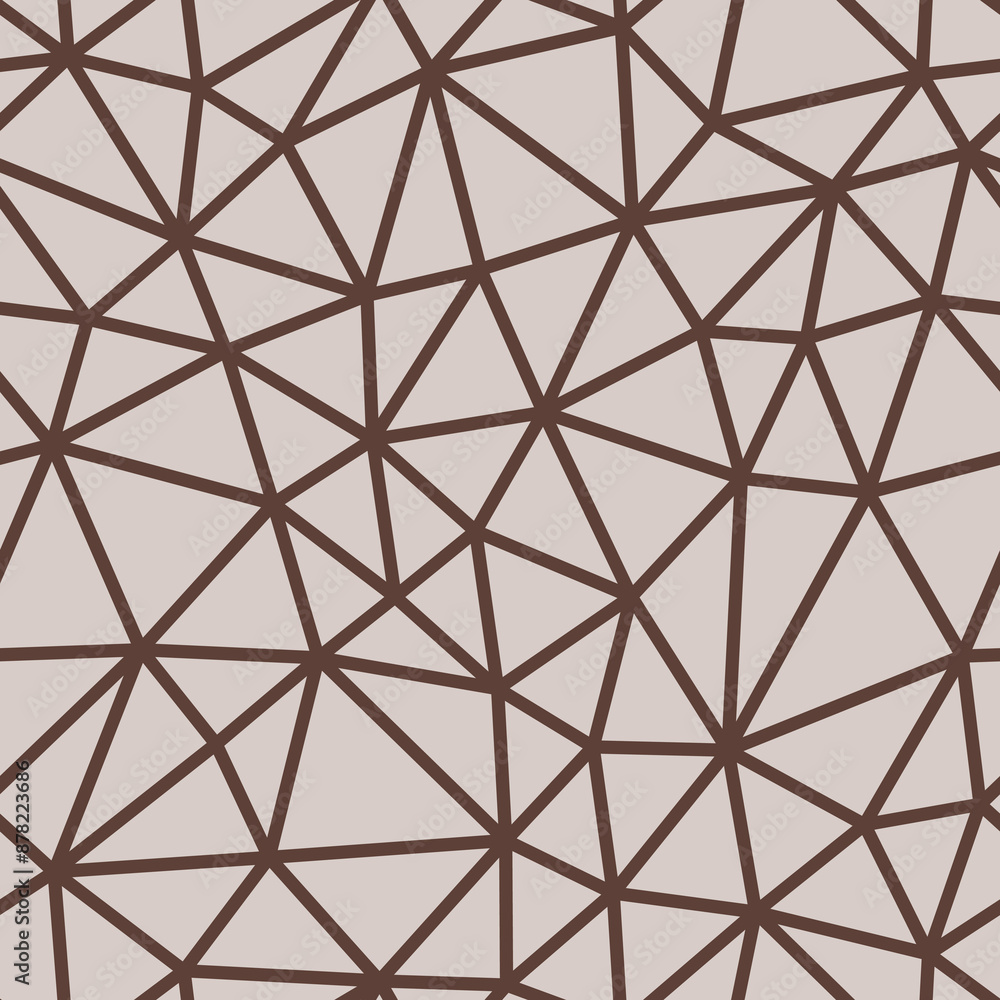 Poster geometric background. brown color. compact triangles size. medium lines weight. repeatable pattern. 