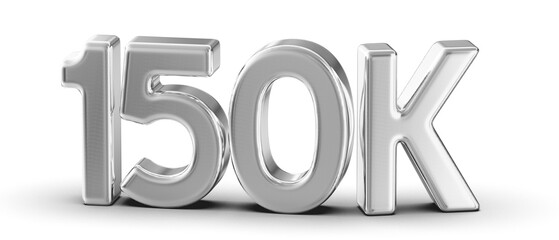 150k Followers Silver Number 3D Render