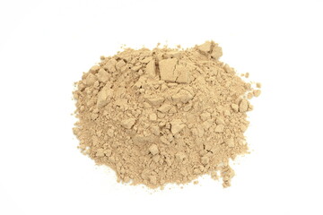heap of maca powder isolated on white background