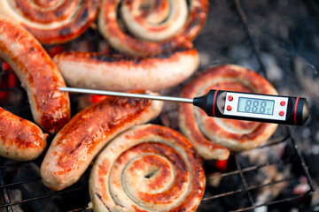 Grilled Sausages with Digital Thermometer Template
