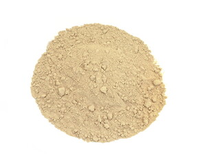 heap of maca powder isolated on white background