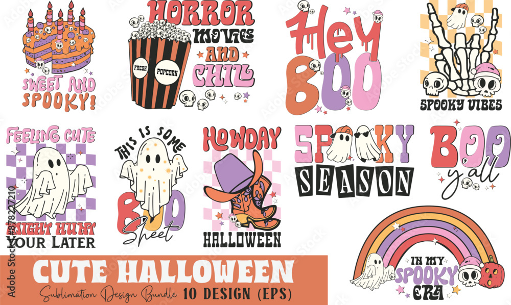 Wall mural cute halloween sublimation bundle