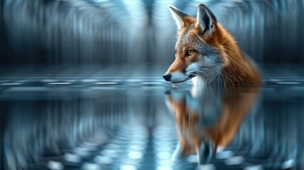 A mirror with an animal reflection