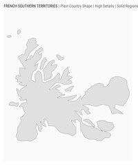 TAAF plain country map. High details. Solid regions style. Shape of TAAF. Vector illustration.