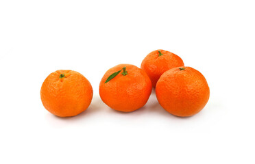 Ripe juicy tangerines isolated on white background. Fresh fruits.